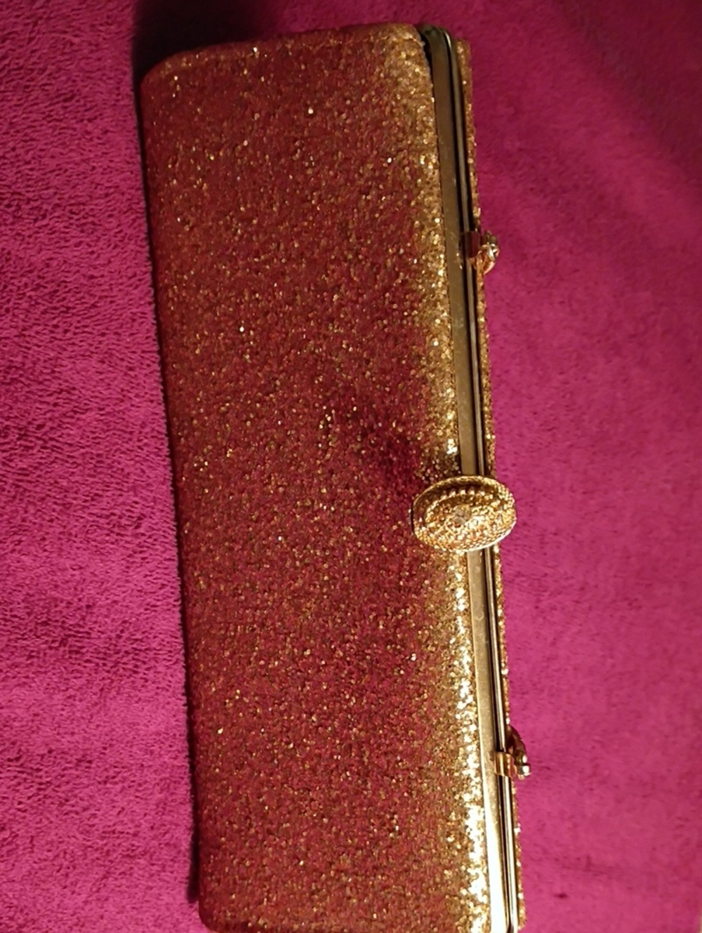 Guaranteed Vintage Gold Glitter Evening Clutch Wallet by Rulo